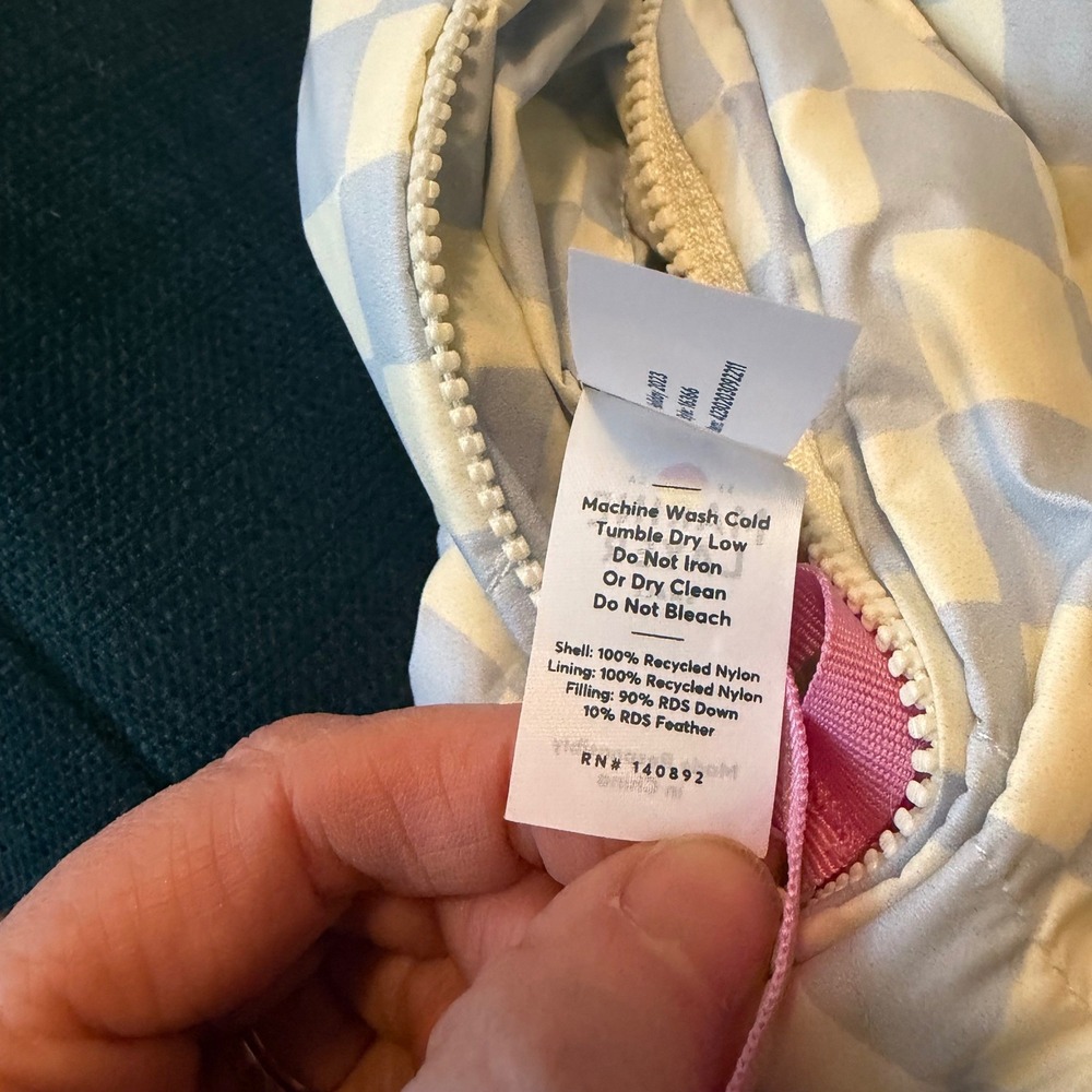 Marine Layer Archive Reversible Puffer Light Blue White Check Sz Small Down - Picture 9 of 13